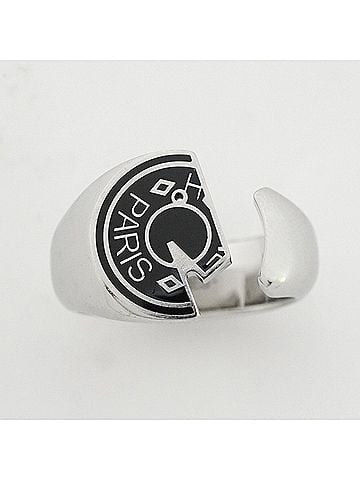 Hermès Hermes Carousel Ring, Metal, Silver &amp; Black, Size #58, Men's (view 2)