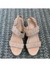Tory Burch 100% Leather Graphic Tan Silver Sandals Size 8 1/2 - photo 8