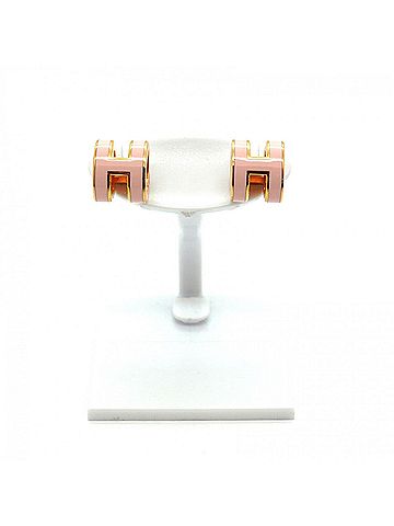 Hermès Hermes Mini Pop H Earrings, GP Plated, Gold, Pink, Women's (view 2)