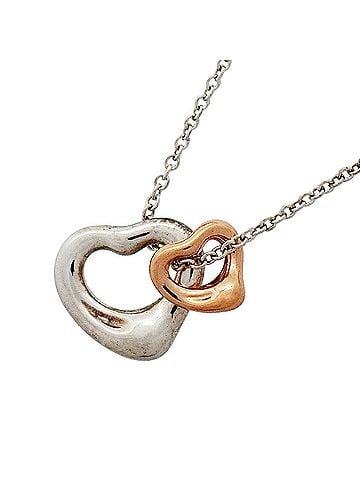 Tiffany & Co. Tiffany &amp; Co. Double Heart Necklace, 18K Pink Gold, Sterling Silver 925, Women's (view 1)