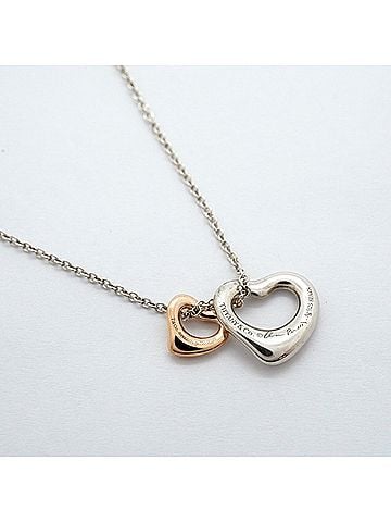 Tiffany & Co. Tiffany &amp; Co. Double Heart Necklace, 18K Pink Gold, Sterling Silver 925, Women's (view 2)