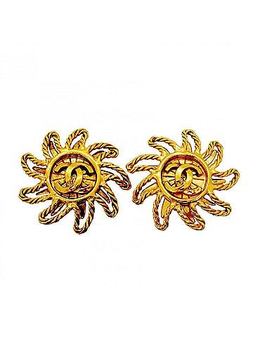 Chanel Chanel Earrings, Coco Mark, Sun Motif, GP Plated Gold, Women's (view 1)
