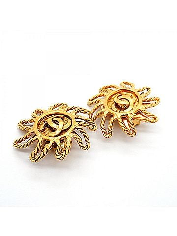 Chanel Chanel Earrings, Coco Mark, Sun Motif, GP Plated Gold, Women's (view 2)