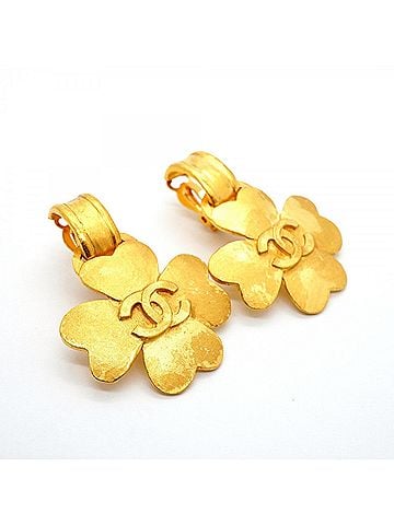 Chanel Chanel Earrings, Coco Mark Clover Motif, GP Plated Gold, Women's (view 2)