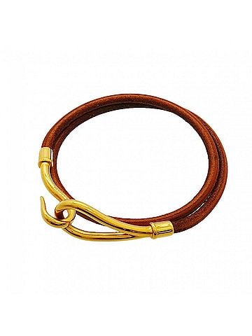 Hermès Hermes Jumbo Hook Bracelet, GP Plated Leather, Gold Brown, Women's (view 1)
