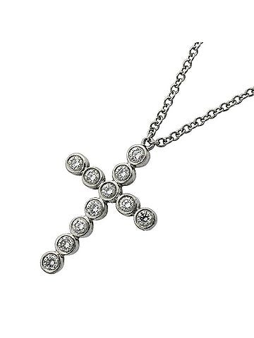 Tiffany & Co. Tiffany &amp; Co. Jazz Cross Necklace, 11PD (Pt950) Platinum Diamond, Ladies' Necklace (view 1)