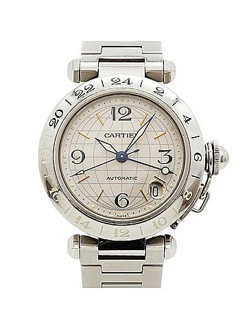 Cartier Cartier Pasha C Meridian GMT W31029M7 Silver Dial Watch (Boys' Size) (view 1)