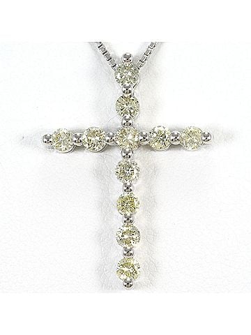 Unbranded 18K (18-karat white gold) necklace with a 1.00ct yellow diamond, card design, total weight 5.6g, 45cm length. Jewelry. (view 1)