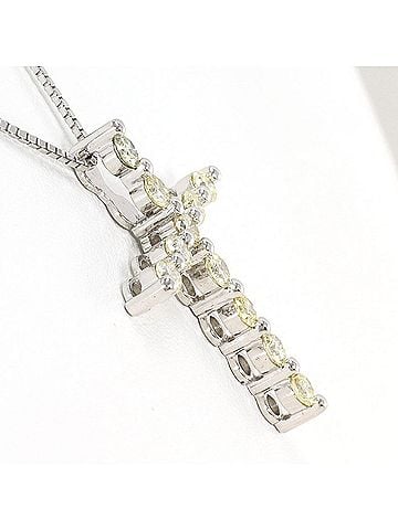 Unbranded 18K (18-karat white gold) necklace with a 1.00ct yellow diamond, card design, total weight 5.6g, 45cm length. Jewelry. (view 2)