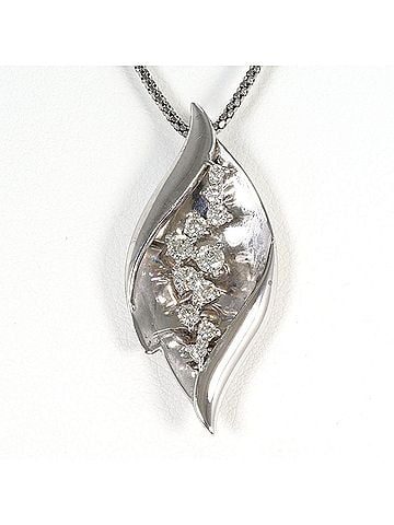 Unbranded 18K (18-karat white gold) necklace with 0.50ct diamond, card design, total weight 9.9g, 45cm length, jewelry. (view 1)
