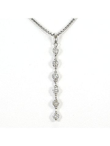 Unbranded 18K (18-karat white gold) necklace with 0.30ct diamond, card design, total weight 7.2g, 45cm length, jewelry. (view 1)