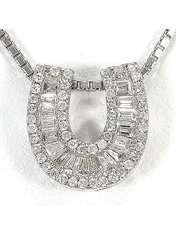 Unbranded 18K (18-karat white gold) necklace with 0.40ct diamond, card design, total weight 5.0g, 50cm length, jewelry. (view 1)