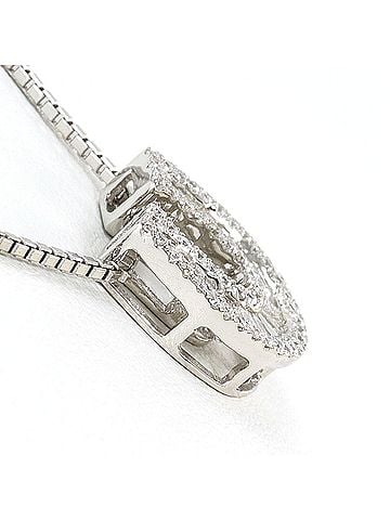 Unbranded 18K (18-karat white gold) necklace with 0.40ct diamond, card design, total weight 5.0g, 50cm length, jewelry. (view 2)