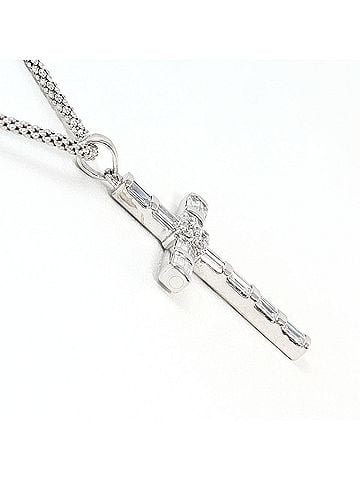 Unbranded 18K (18-karat white gold) necklace with diamond (no carat markings), card included, total weight 6.8g, 50cm length, jewelry. (view 2)