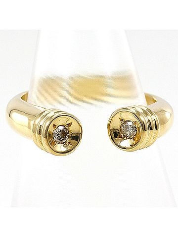 Unbranded 18K (18-karat) Yellow Gold Ring with 0.10ct Diamond, Card Design, Total Weight 6.7g, Jewelry (view 1)