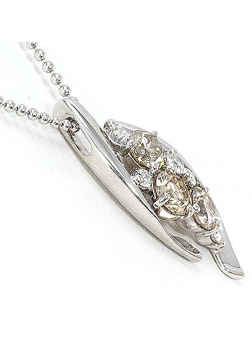 Unbranded 18K (18-karat white gold) necklace with brown diamond (1.14ct) and (0.25ct), total weight 6.1g, 40cm length. Jewelry. (view 2)