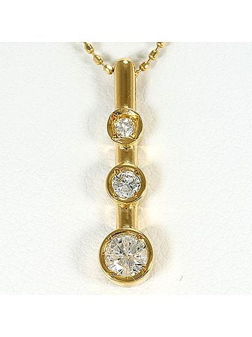 Unbranded 18K (18-karat) Yellow Gold Necklace with 0.30ct Diamond, Total Weight 2.6g, 44cm Length, Jewelry (view 1)