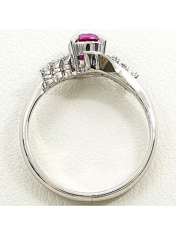 Unbranded PT900 Platinum Ring, 1 piece, Synthetic Ruby and Diamond 0.10ct, Total Weight 5.2g, Jewelry (view 2)