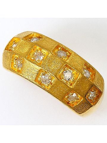 Unbranded K24 24K YG Yellow Gold Ring with 0.35ct Diamond, Card Design, Total Weight 8.1g, Jewelry (view 1)