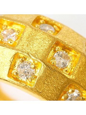 Unbranded K24 24K YG Yellow Gold Ring with 0.35ct Diamond, Card Design, Total Weight 8.1g, Jewelry (view 2)