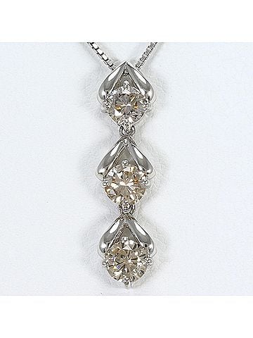 Unbranded PT900 Platinum / PT850 Necklace with Brown Diamond 1.00ct, Card, Total Weight 3.9g, 40cm, Jewelry (view 1)