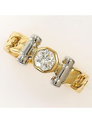 Unbranded PT900 Platinum 18K Yellow Gold Ring with 0.313ct Diamond, Total Weight 3.6g, Jewelry (view 1)