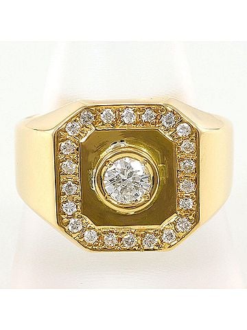Unbranded 18K (18-karat) Yellow Gold Ring with Diamonds: 0.311ct and 0.28ct, Total Weight: 17.7g, Jewelry (view 1)
