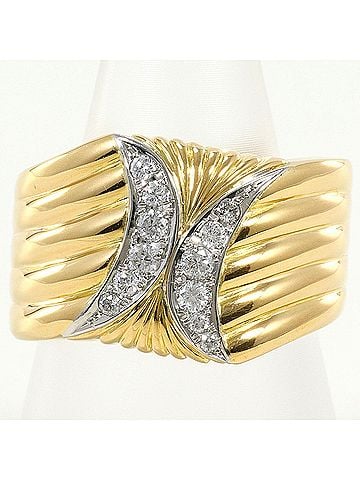 Unbranded PT900 Platinum 18K Yellow Gold Ring, 1 Diamond 0.24ct, Total Weight 16.0g, Jewelry (view 1)