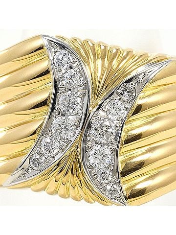 Unbranded PT900 Platinum 18K Yellow Gold Ring, 1 Diamond 0.24ct, Total Weight 16.0g, Jewelry (view 2)