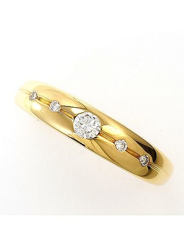 Unbranded 18K (18-karat) Yellow Gold Ring with 0.17ct Diamond, Total Weight 3.4g, Jewelry (view 1)
