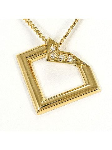 Unbranded 18K (18-karat) Yellow Gold Necklace with Diamond (carat weight not stamped), Total Weight 4.9g, 40cm, Jewelry (view 1)