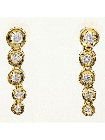Unbranded 18K (18-karat) Yellow Gold (YG) Earrings with 0.25 ct Diamonds, Total Weight 2.3g, Jewelry (view 1)