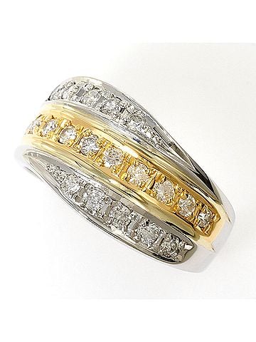 Unbranded PT900 Platinum 18K Yellow Gold Ring, 1 Diamond 0.50ct, Total Weight 5.7g, Jewelry (view 1)