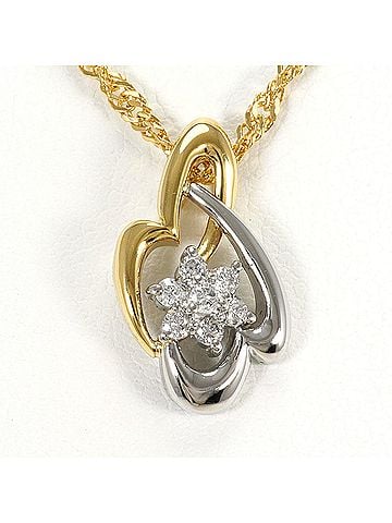 Unbranded PT850 Platinum 18K Yellow Gold Necklace with 0.11ct Diamond, Total Weight 5.3g, 40cm Length, Jewelry (view 1)