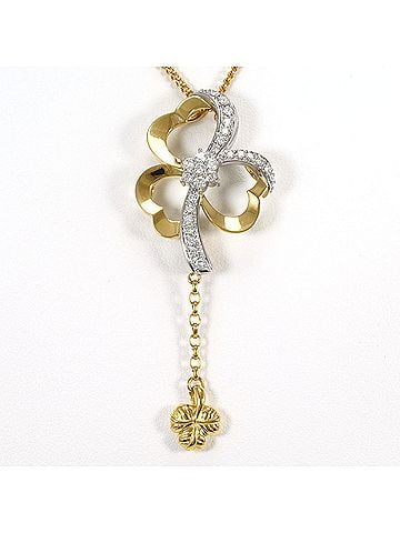Unbranded PT900 Platinum 18K Yellow Gold Necklace with 0.55 ct Diamond, Total Weight 15.1g, 41cm Length, Jewelry (view 1)