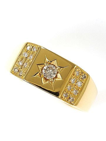 Unbranded 18K (18-karat) Yellow Gold Ring with 0.20ct Diamond, Total Weight 4.1g, Jewelry (view 1)