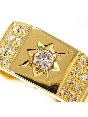 Unbranded 18K (18-karat) Yellow Gold Ring with 0.20ct Diamond, Total Weight 4.1g, Jewelry (view 2)