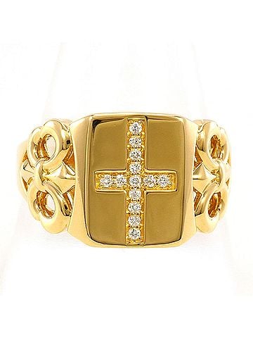 Unbranded 18K (18-karat) Yellow Gold Ring, 2 Diamonds, 0.10ct, Total Weight 7.5g, Jewelry (view 1)