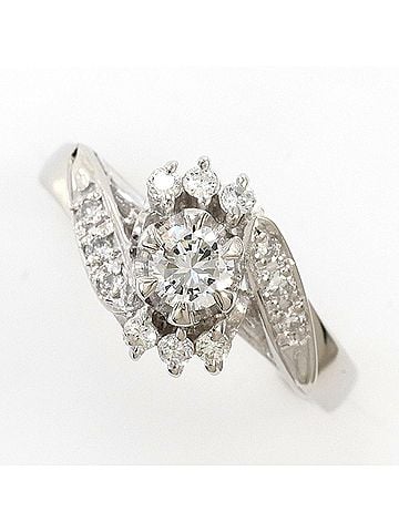 Unbranded PT900 Platinum Ring with 0.15ct and 0.19ct Diamonds, Total Weight 4.5g, Jewelry (view 1)