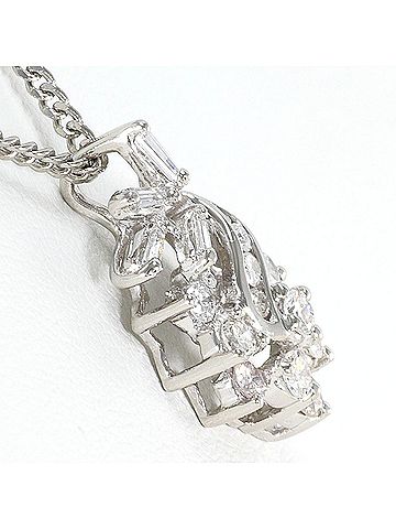 Unbranded PT900 Platinum / PT850 Necklace with Diamond (carat weight not stamped), Total Weight 6.9g, 46cm, Jewelry (view 2)