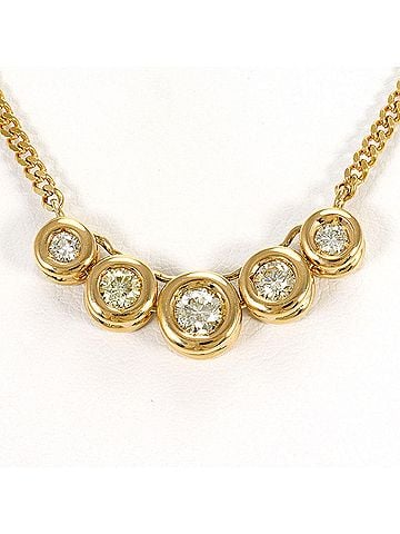 Unbranded 18K (18-karat) Yellow Gold Necklace with Diamond (no carat markings) and Card. Total weight 8.7g. 43cm. Jewelry. (view 1)