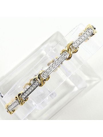 Unbranded 18K (18-karat) Yellow Gold Bracelet with Diamonds (carat weight not stamped), Total Weight 11.9g, 18cm, Jewelry (view 1)