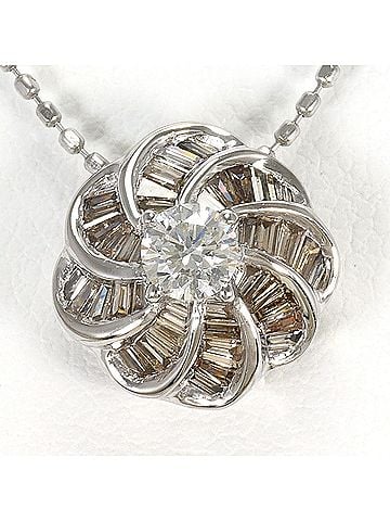 Unbranded 18K (18-karat white gold) necklace with brown diamond and card. Total weight 2.6g. 40cm length. Jewelry. (view 1)