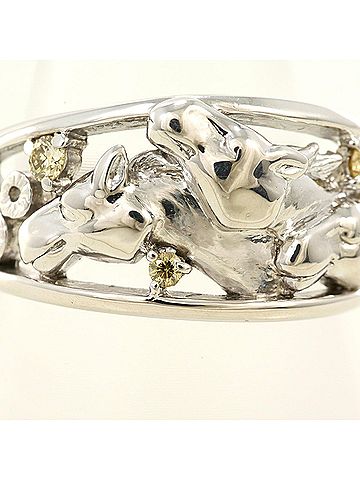 Unbranded 18K (18-karat white gold) ring, 1 yellow diamond (0.09ct), card included, total weight 7.2g, jewelry. (view 2)