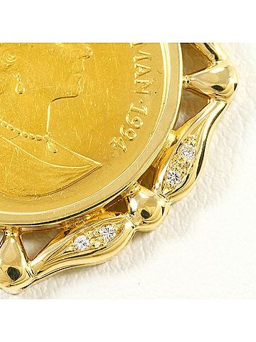 Unbranded K24 24K YG Yellow Gold Pendant Top, 1.5 oz, 0.11ct Diamond, Card, Total Weight 12.3g, Jewelry (view 2)