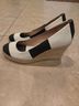 J.Crew Stripes Black White Tan Wedges Size 8 1/2 - photo 4