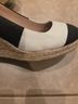 J.Crew Stripes Black White Tan Wedges Size 8 1/2 - photo 6