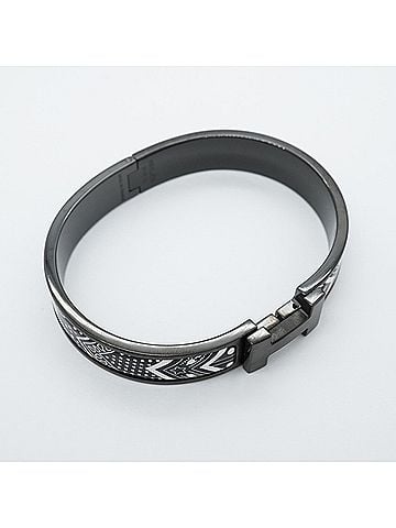 Hermès Hermes Bangle Click HH Metal White Black Men's Women's OP012340 (view 2)