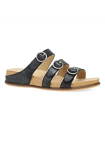 Dansko Women's Campbell Slip-On Wedge Sandal in Black (view 1)