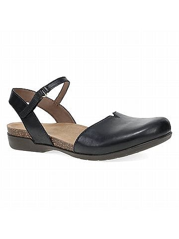 Dansko Women's Rowan Waxy Burnished Sandal in Black (view 1)